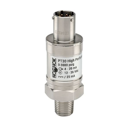Noshok Pressure Transmitter, 0-200 psi gauge, +/-0.25% of span, 0.5 Vdc to 4.5 Vdc, 3-wire ratiometric, 7/ PT30-200psig-1-13-50-3